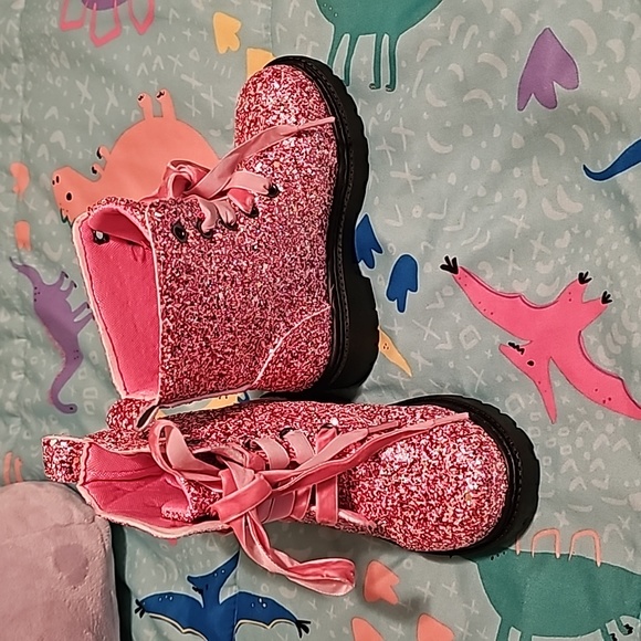 OLivia Miller pink glitter combat boots - Picture 2 of 6